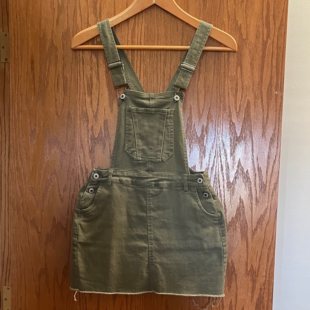 Roolee Olive Green Overall Dress, Small